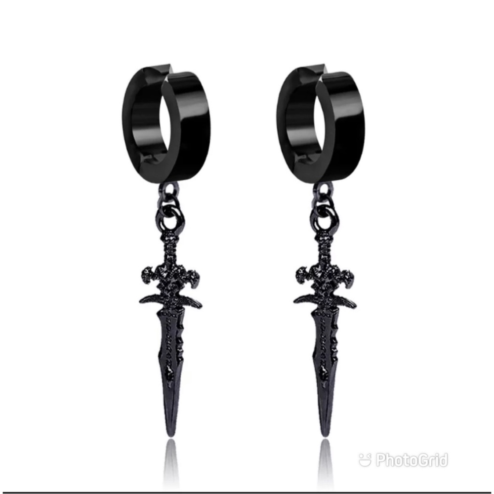 1 Pairs Stainless Steel Pierced earrings punk - Picture 4 of 4